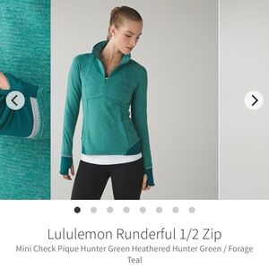 P65 Lululemon Runderful 1/2 Zip Pullover Long Sleeve Teal Hunter Green Size 4